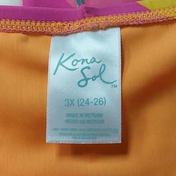 Women's Abstract Bright Color Print Wrap Skirt | Kona Sol | 3X (24/26) - Picture 5 of 9
